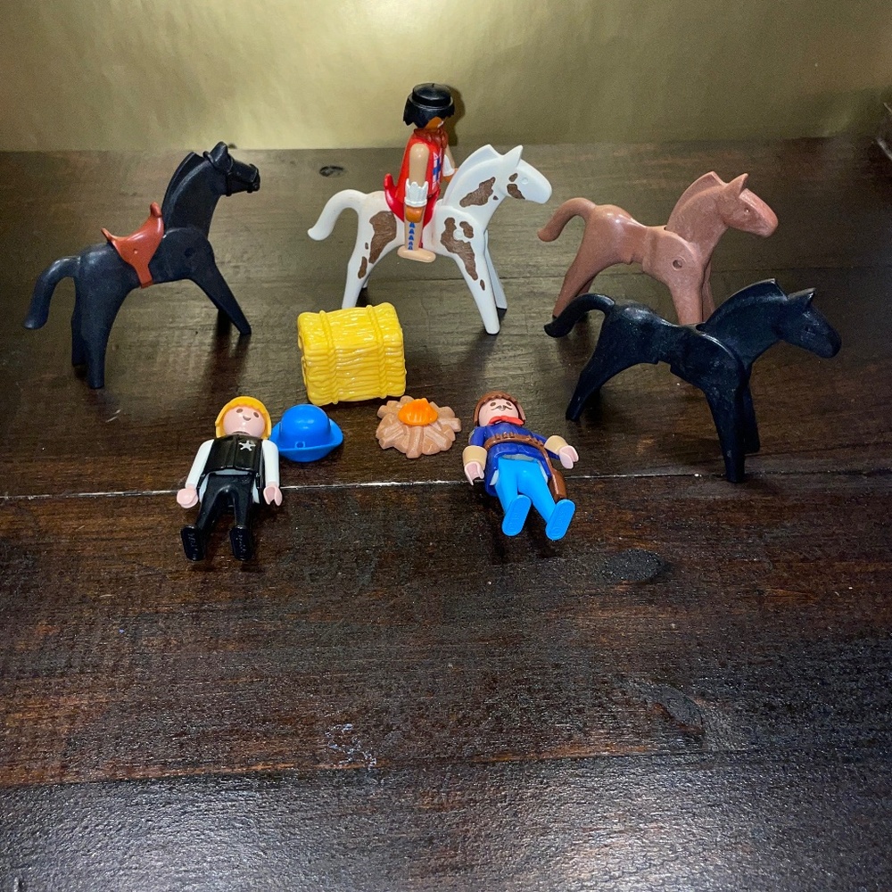 Playmobil Lot of People Assorted Figures Accessories Parts Geobra Horses Sheriff